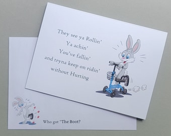 Funny Knee Scooter Get Well Card: Injured Ankle Greeting