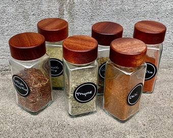 6-pack Wooden Screw-top Spice Jar Lids