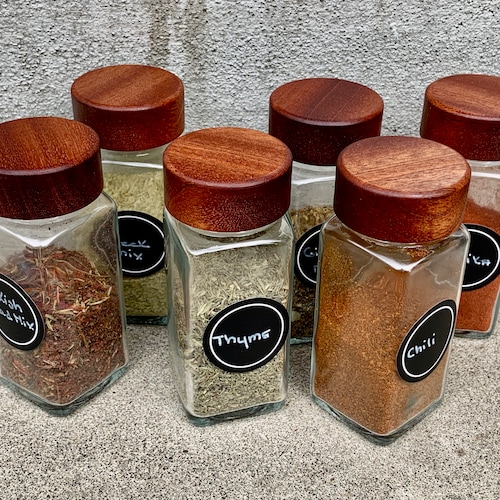 Wooden Screw-top Spice Jar Lids - 6-pack- Eco Friendly -Your choice of wood