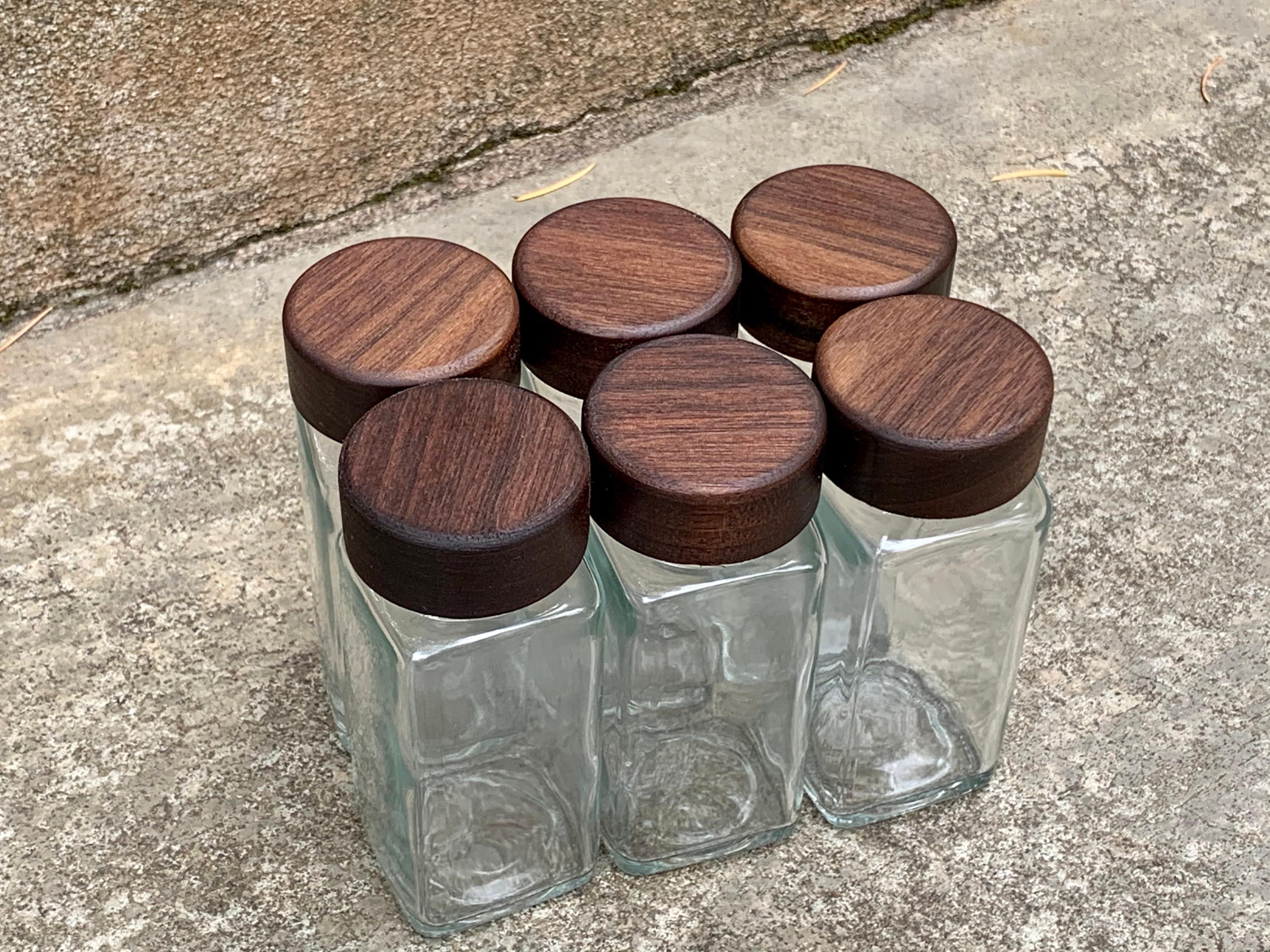 6pack Wooden Spice Jar Lids Etsy