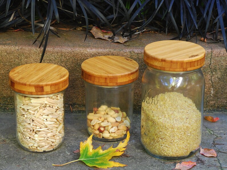 3pack Bamboo Screwtop Mason Jar Lids With Silicone Seal Etsy