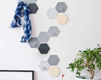 Hexagon wall hooks set / Modern wall hook for bathroom  / Entryway Coat Hooks