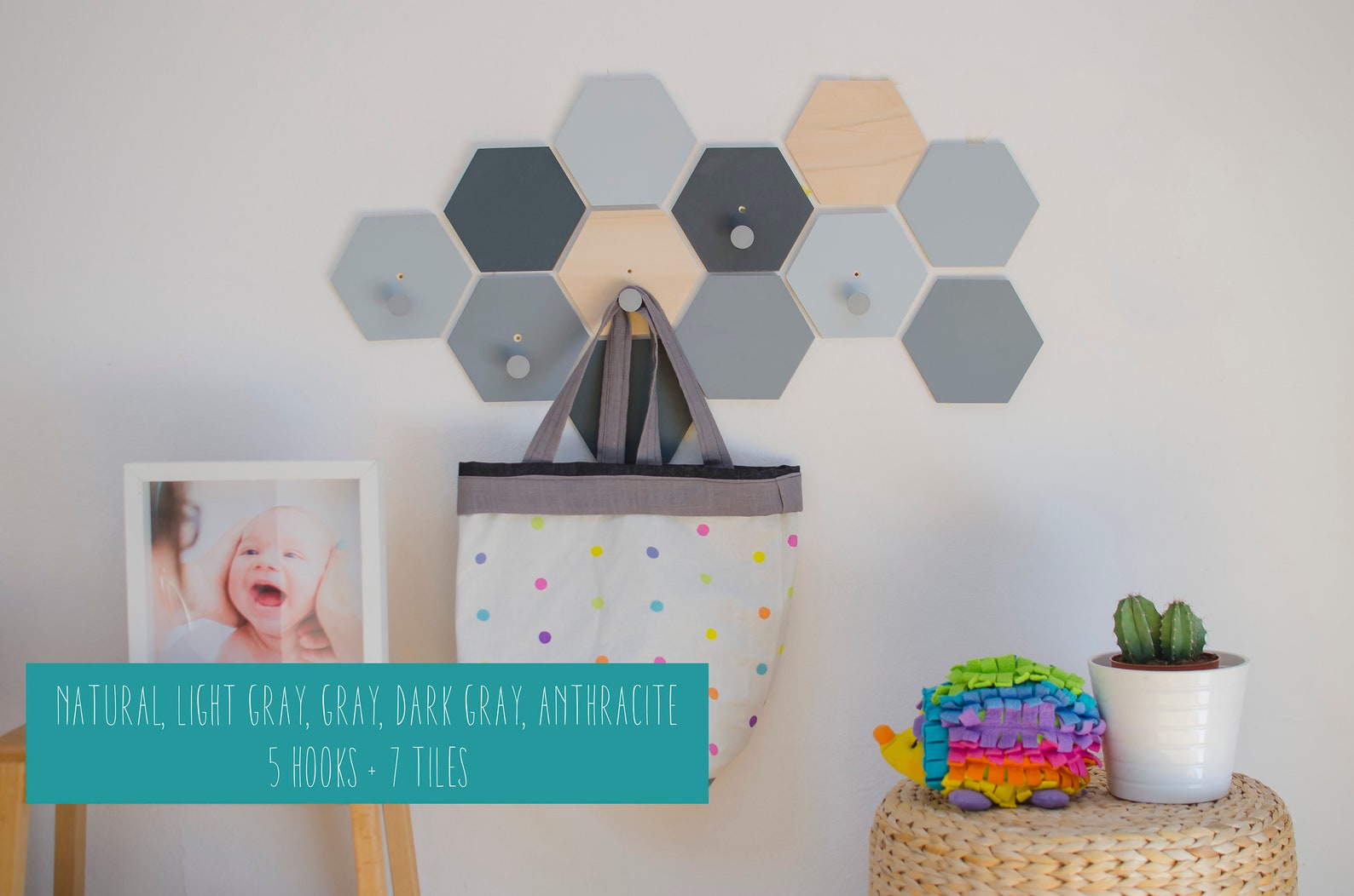 Hexagon Coat Hooks. Geometric Wall Hooks Wood Decor. Etsy