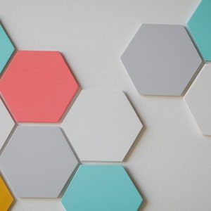 Beehive wooden wall tiles - Wooden Hexagon Tiles - Hexagon wall decor