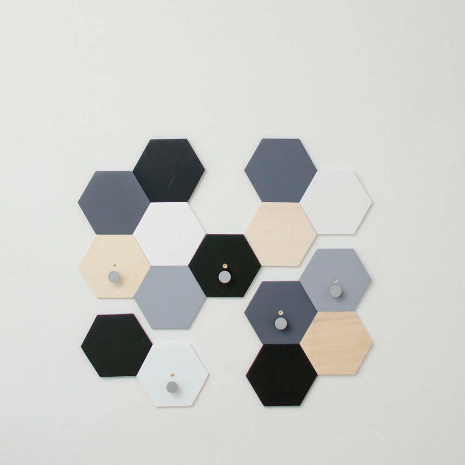 Hexagon Coat Hooks. Geometric Wall Hooks Wood Decor. Etsy