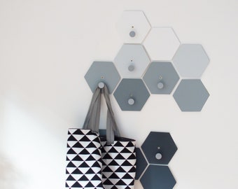 CUSTOM Wall Hooks SET, Hexagon Clothes Rack, Modern Coat Hook