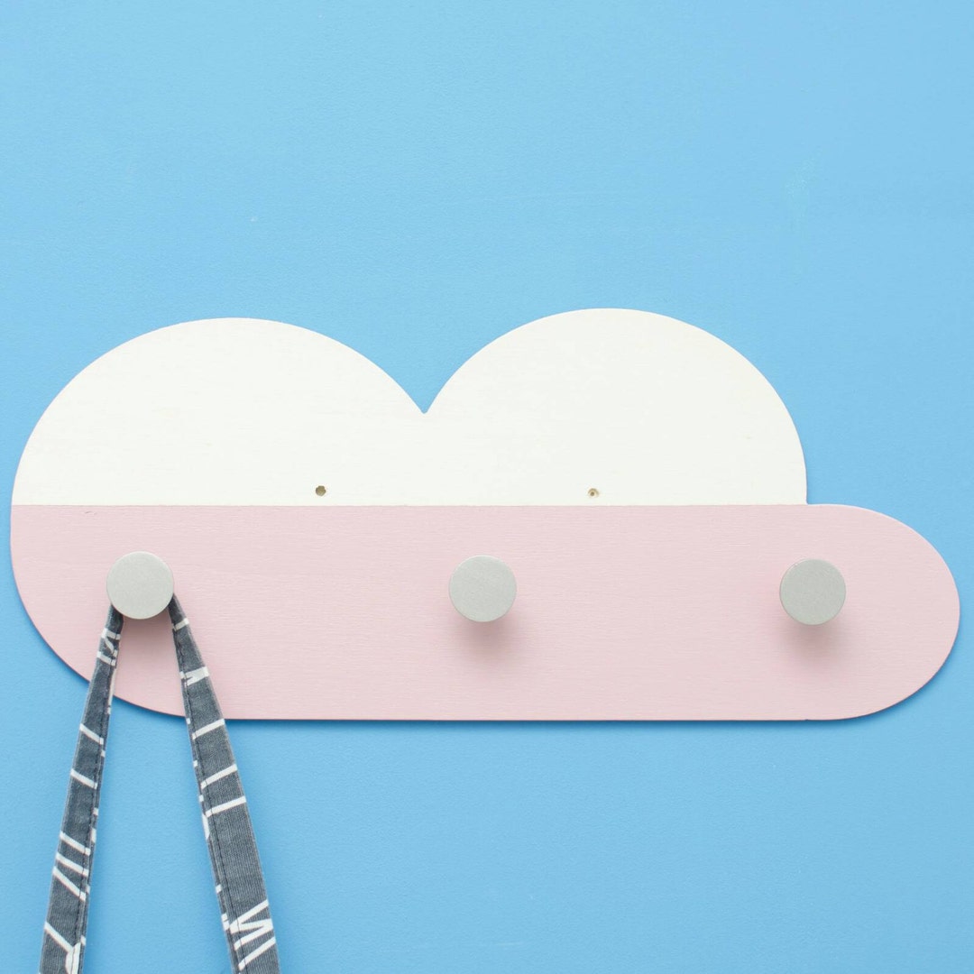 Nursery Wall Hook Board Pink Wall Hook Cloud Shape Kids Etsy