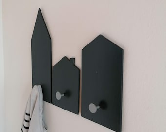 Set of 3 Black Wooden Wall Hooks, Room Decor for Teen Girls