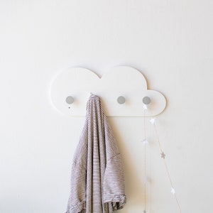 White Cloud Wall Hooks for Kids Room, Cloud Wall Hook Board Baby Nursery.