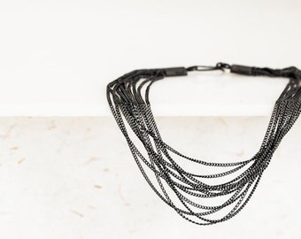 oxidised silver bracelet made of chains