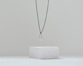 oxidised silver necklace with tourmaline