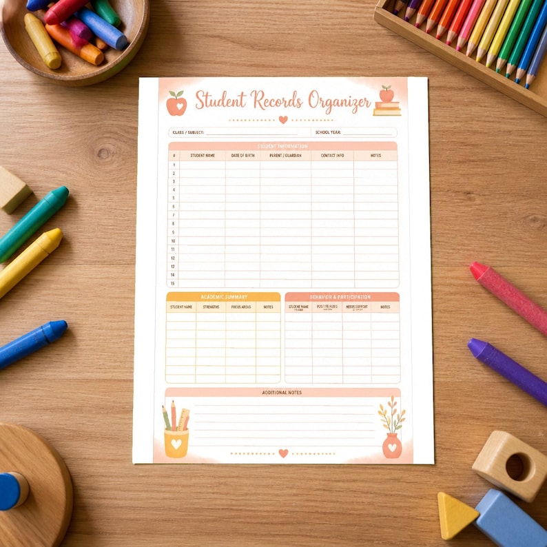 Learning Planner for Teachers, Grade Book Printable, Attendance Tracker ...
