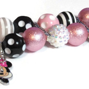 Pink & Black Beaded Apple Watch Band with Character Charm