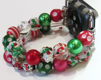 Christmas Whimsical Beaded Apple Watch Band for all series of Apple Watches