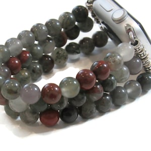 Bloodstone Beaded Apple Watch Band, For any Apple Watch, Beaded Watch Band, Handmade Gift, Christmas Gift for Her, Mala Beaded Apple Band
