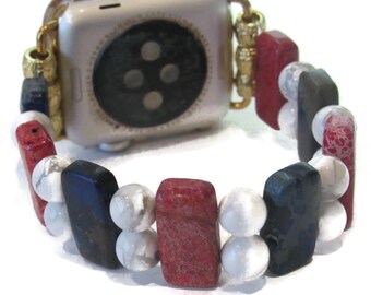 Americana Red White and Blue Stretch Apple Watch Band