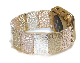 Correa TriTone Filigree para Apple Watch: dorada, plateada y dorada