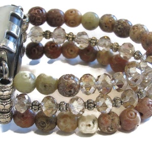 Amber Soapstone Beaded Apple Watch Band with Crystal Accents
