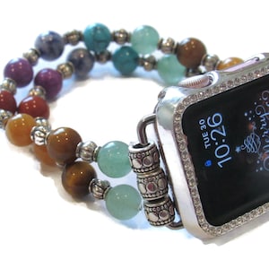 Chakra Beaded Apple Watch Band for Series 1 through 7 - Perfect Gift -Comfort Band - Stretch Apple Band