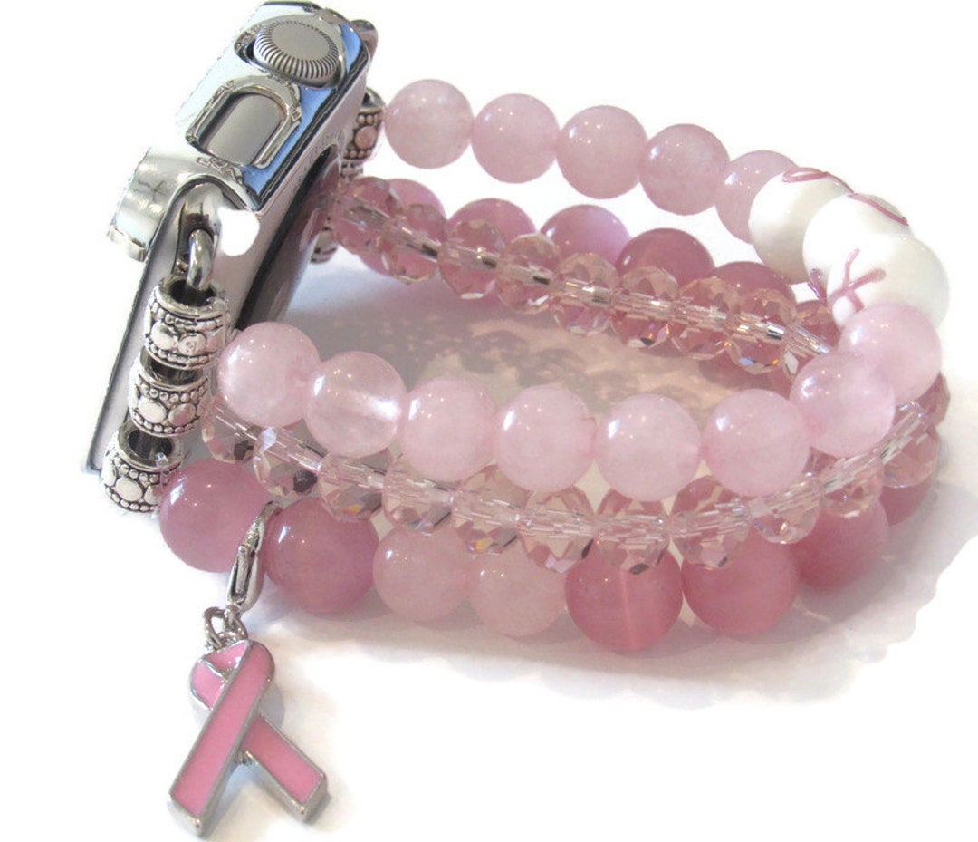 Bracciale in argento con cristalli per la consapevolezza e la sopravvivenza al cancro al seno - Italia