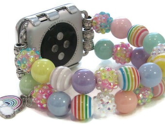 Bracelet Apple Watch en perles pastel, bracelet Apple en perles, pour n'importe quelle Apple Watch, bracelet Apple Watch printemps