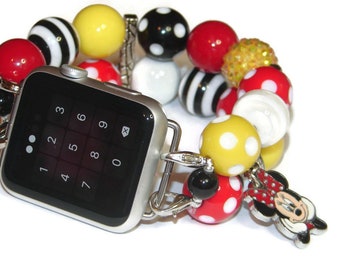 Bracelet Apple Watch en perles pour n'importe quelle Apple Watch, Bracelet Apple coloré, Bracelet Apple extensible, Bracelet Apple fantaisiste