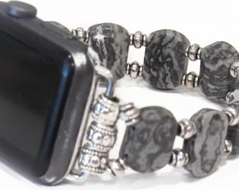 Map Jasper Flat Beaded Apple Watch Band