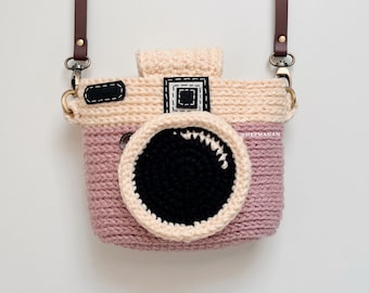 Handmade Crochet Camera Case | Pink Cotton Cover for Instax & Polaroid