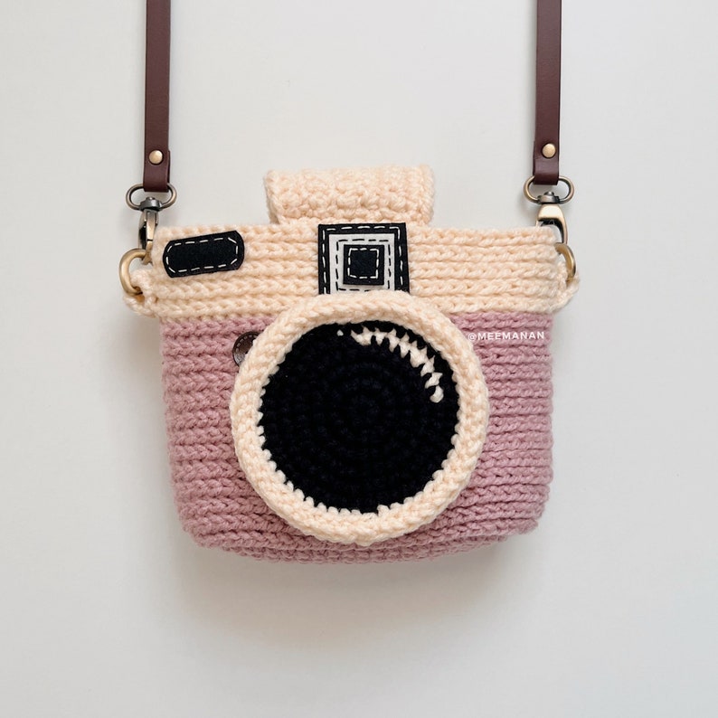 PRE-ORDER / Fuji Instax Case Pink Camera / mini evo, 90, 70, 40, 11, 25, 9, 8, polaroid camera, crochet bag, finished gifts image 1