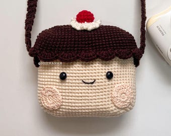 Handmade Crochet Pudding Bag – Kawaii Crossbody Purse, Instax Mini Case