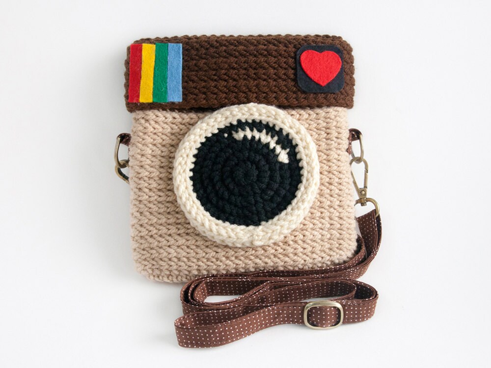 Crochet Instagram Purse Love IG Light Brown Color Etsy