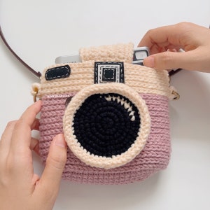 PRE-ORDER / Fuji Instax Case Pink Camera / mini evo, 90, 70, 40, 11, 25, 9, 8, polaroid camera, crochet bag, finished gifts image 3