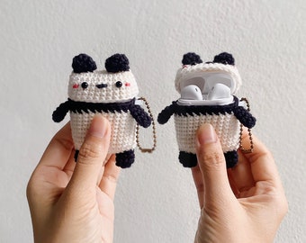 Airpods 1/2 Crochet with Silicone Case | Panda | Cute Case, airpods 2