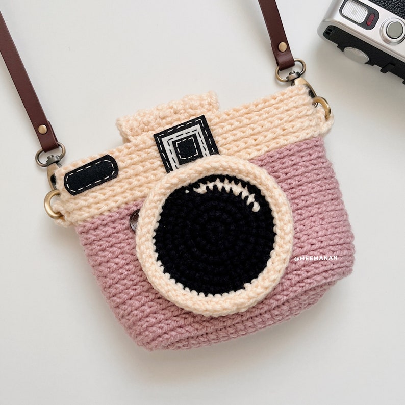 PRE-ORDER / Fuji Instax Case Pink Camera / mini evo, 90, 70, 40, 11, 25, 9, 8, polaroid camera, crochet bag, finished gifts image 2