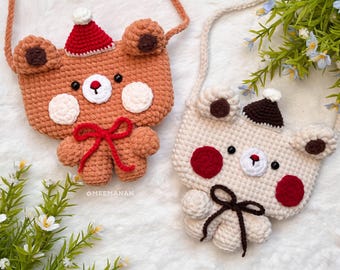 Crochet Bear Mini Bag - Handmade Cute Crossbody Purse