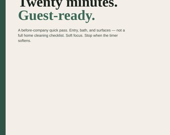 Guest Ready 20 Minute Reset Printable | Before Company Quick Clean | Entry Bath Surfaces