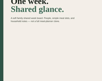Family Shared Week Board Printable | Household Week Glance | People Meals Notes