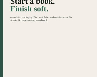 Soft Reading Log Printable | Undated Book Tracker | Start Finish One Line Notes