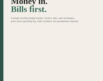 Bills First Then the Rest? Monthly Budget Tracker Printable | Income Envelopes Spending Logls