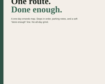 Errand Day Route List Printable | One Day Errands Map | Stops Parking Done Enough
