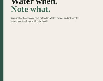 Plant Care Watering Calendar Printable | Houseplant Undated Care Log | Water Rotate Notes