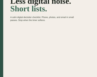 Phone Photos Email Overwhelm? Digital Declutter Checklist Printable | Short Calm Sessions