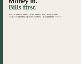 Monthly Budget Tracker Printable | Bills Income Envelopes | Simple Cash Budget | US Letter