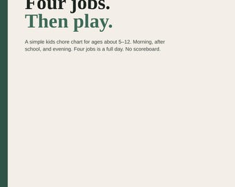 Kids Need Clear Jobs Not a Scoreboard? Chore Chart Printable Ages 5–12 | Morning After School Evening
