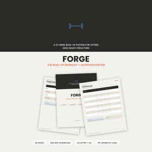 12-Week Bulking Workout Plan, PPL Split Fitness Tracker, Meal Planner (Digital Download)