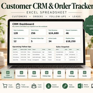 Small Business CRM & Order Tracker, Lead Management, Follow-Up System (Excel Template)