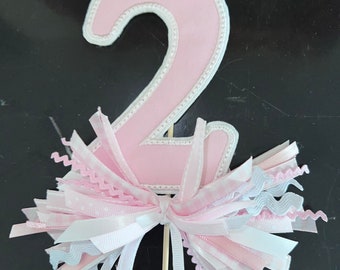 Pink Gingham Number Cake Topper: Birthday Party Decor