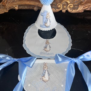 Ricamare Peter Coniglio Banner-Muro Banner Primo Compleanno-Seggiolone Banner-Peter Coniglio Torta Topper-Classico Seggiolone Banner-Striscione di Compleanno