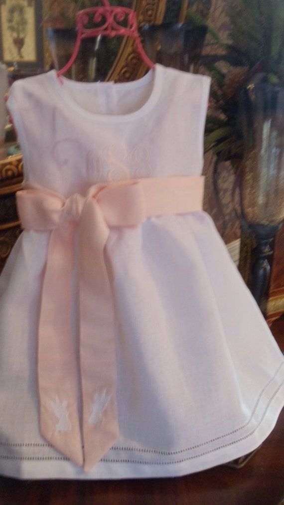 Baby and Toddler Girl White Linen Dress with Hemstitching Etsy