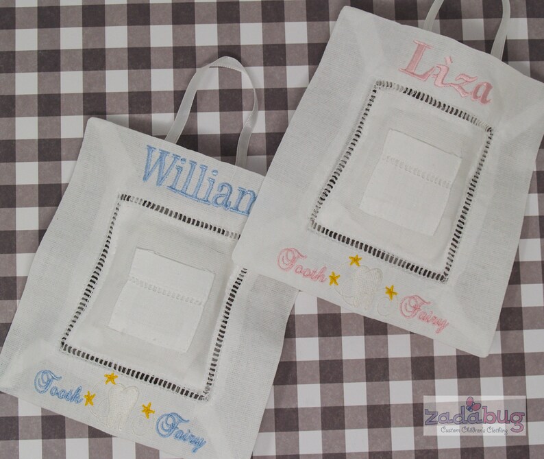 Personalized Monogrammed White Linen Hemstitched Tooth Fairy Etsy